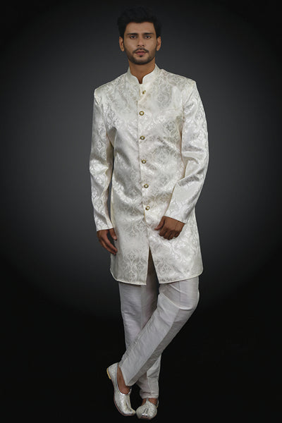 Gold Prince Coat & Pajama Indian Menswear Outfit - Asian Party Wear