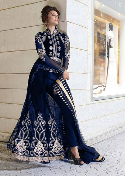 EVENING BLUE INDIAN WEDDING VELVET DRESS AT ASIAN COUTURE. EVENING BLUE INDIAN WEDDING VELVET DRESS AT ASIAN COUTURE.