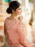 7172 PEACH SILK LONG ANARKALI WEDDING STYLE GOWN - Asian Party Wear