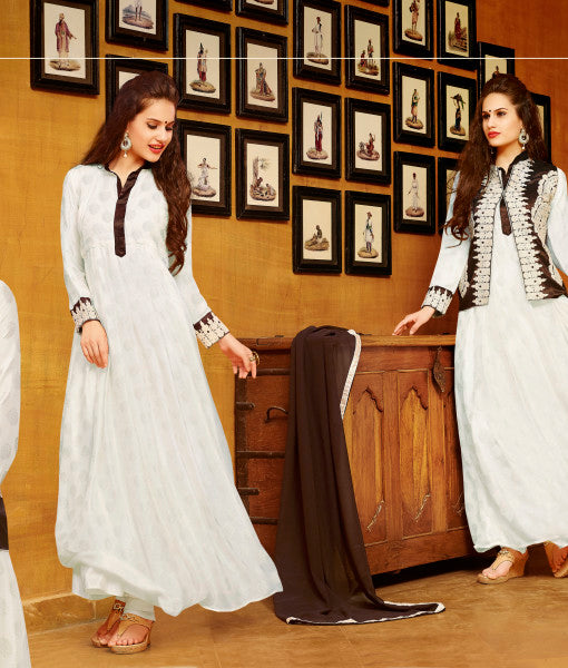 White Indian Salwar Suit Casual Dress - Asian Party Wear