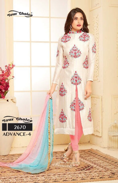 WHITE EMBROIDERED READY MADE SALWAR SUIT - Asian Party Wear