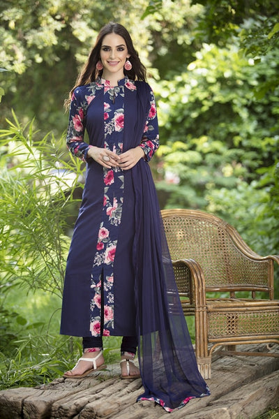 AC-132 BLUE DEPTHS STYLISH PAKISTANI AND INDIAN STYLE SALWAR KAMEEZ - Asian Party Wear