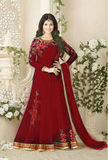 Maroon Anarkali Dress Fancy Party Gown - Asian Party Wear