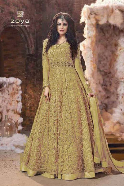 18001-B GREEN ZOYA EMERALD STYLE  WEDDING WEAR ANARKALI SUIT - Asian Party Wear
