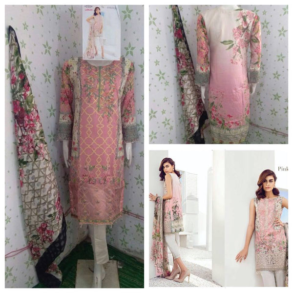 PINK LAWN READY MADE PRINTED SALWAR SUIT - Asian Party Wear