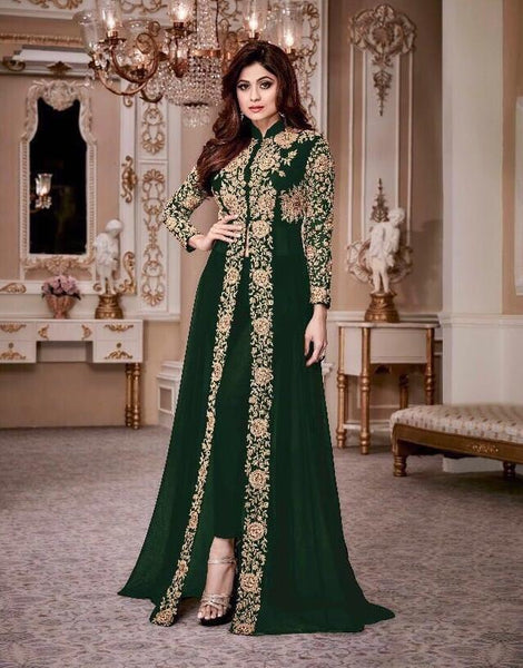 Green Traditional Suit Mehndi Wedding Dress - Asian Party Wear