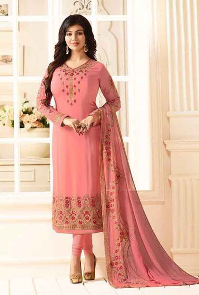 BABY PINK EMBROIDERED PARTY WEAR INDIAN BOLLYWOOD STYLE SALWAR SUIT - Asian Party Wear