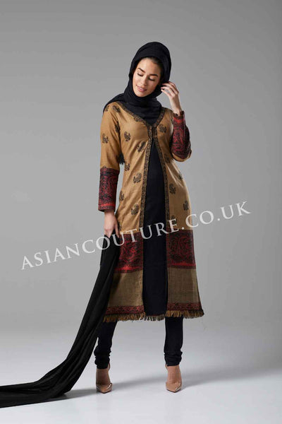BLACK & TAWNY BIRCH READYMADE JACKET PASHMINA DRESS - Asian Party Wear