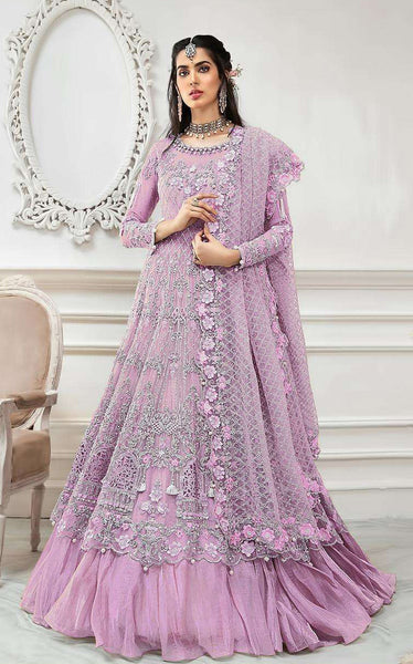 Lilac Anarkali Party Wear Pakistani Dress - Asian Party Wear