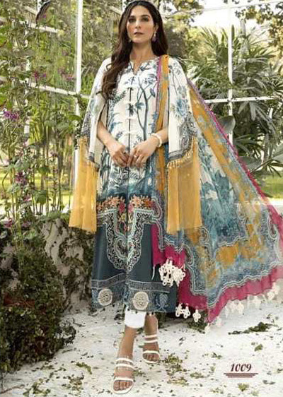 Multicolour Printed Summer Lawn Cotton Salwar Suit - Asian Party Wear