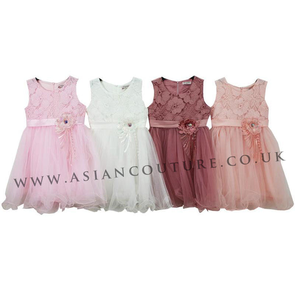 WHITE FAIRY TALE PARTY BRIDESMAID BABY GIRLS DRESS - Asian Party Wear