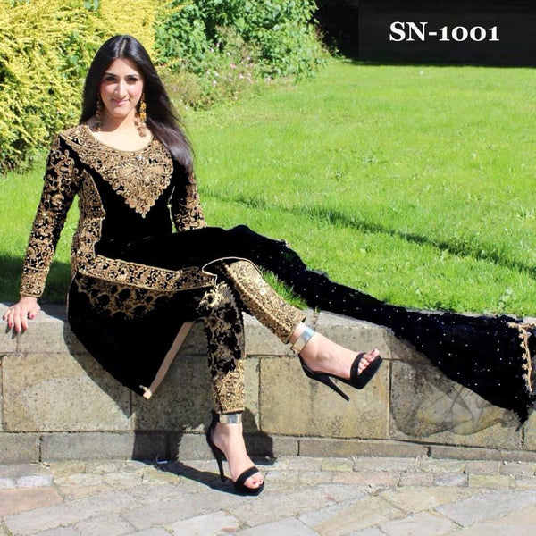 STUNNING NEW FAUX GEORGETTE SEMI STITCHED SALWAR SUIT ( DELIVERY IN 6 WEEKS ) - Asian Party Wear