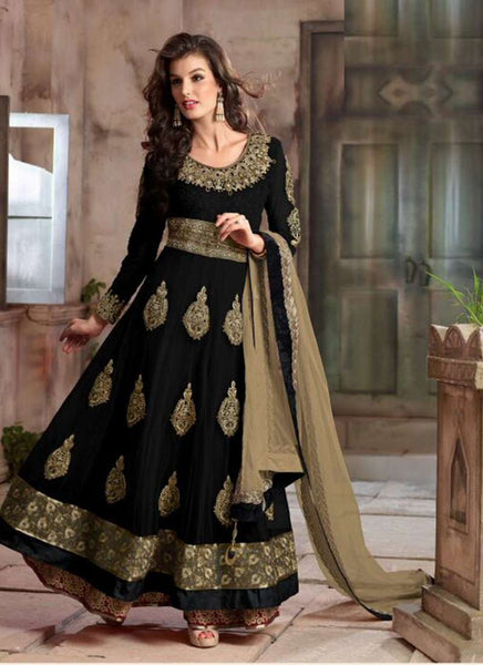 4105-B BLACK RANI DESIGNER ANARKALI DRESS - Asian Party Wear