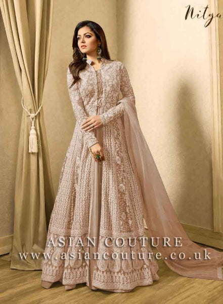 PEACH INDIAN BRIDESMAID DRESS WEDDING GOWN - Asian Party Wear