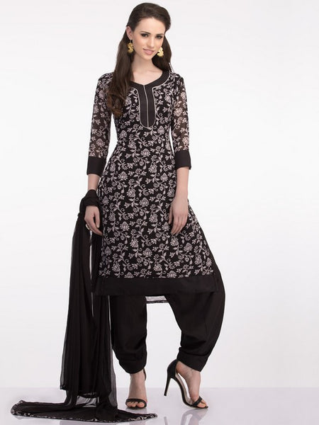 BLACK GRACEFUL AND COMFORTABLE CASUAL WEAR READY MADE SUIT - Asian Party Wear