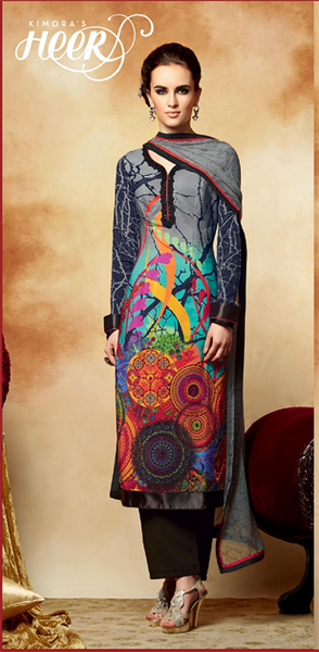 5105 Grey Heer By Kimora Salwar Suit - Asian Party Wear