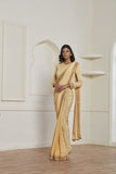 ZACS-612 GOLD SHIMMER GEORGETTE INDIAN WEDDING WEAR SAREE - Asian Party Wear