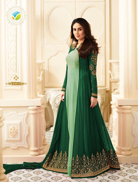 6187-B GREEN KASEESH KAREENA KAPOOR WEDDING WEAR LEHENGA - Asian Party Wear