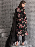 BLACK FLORAL PRINTED JACKET STYLISH SUIT WITH PENCIL TROUSER - Asian Party Wear