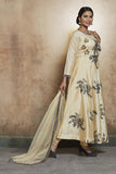 BEIGE ROYAL FLARED READY MADE FROCK STYLE DRESS (XXS Size) - Asian Party Wear
