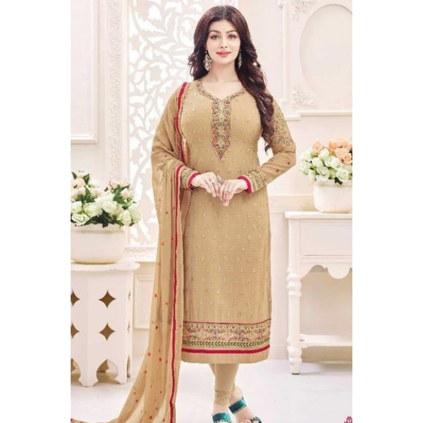 59001 BEIGE LAVINA SEMI-STITCHED EMBROIDERED AYESHA TAKIA SALWAR SUIT - Asian Party Wear