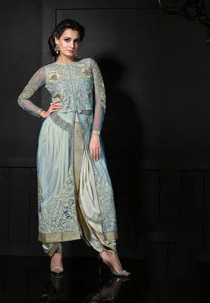 Silver Indian Evening Party Salwar Suit - Asian Party Wear