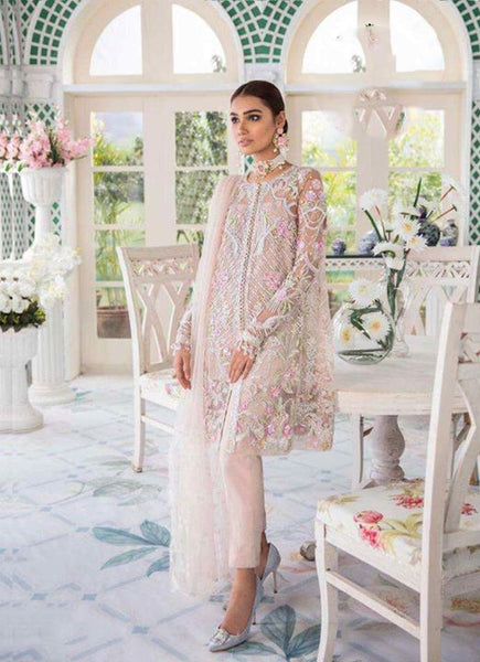 Peach Pakistani Designer Embroidered Salwar Kameez - Asian Party Wear