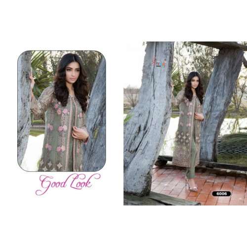 6006 GREEN DECENT GEORGETTE PAKISTANI STYLE SUIT - Asian Party Wear