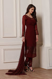 BERRY RED GEORGETTE DESIGNER READY MADE SALWAR SUIT - Asian Party Wear