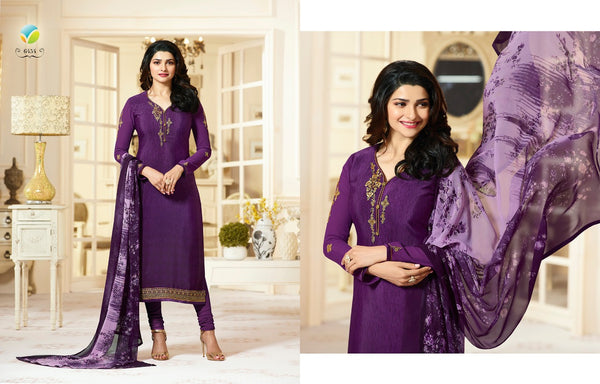 Grape Compote Purple Royal Kaseesh Crepe Silkina Designer Salwar Suit - Asian Party Wear