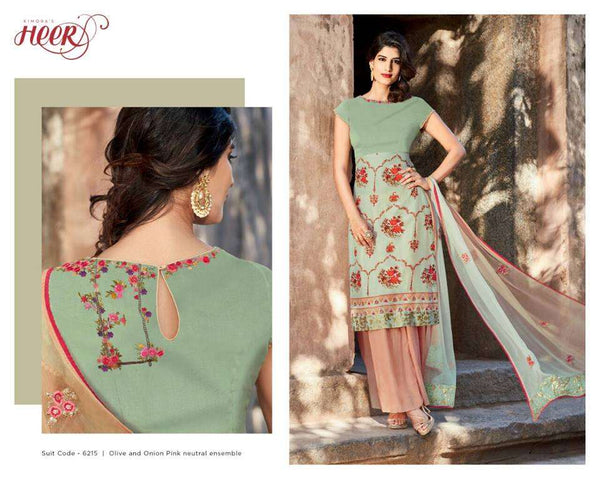 6215 OLIVE AND ONION PINK KIMORA HEER CAMBRIC COTTON SALWAR KAMEEZ SUIT - Asian Party Wear