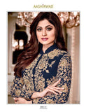 Blue Designer Dress Bollywood Indian Anarkali Suit - Asian Party Wear