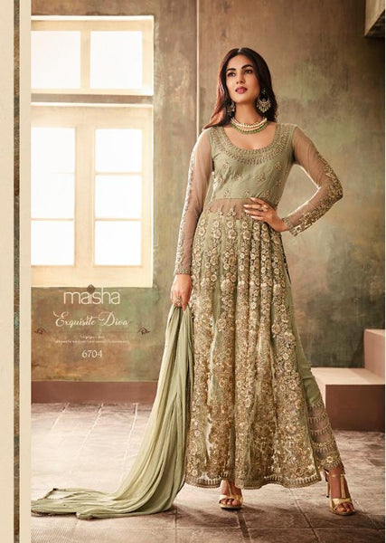 Pepper Stem Lime Green Exquisite Diva Style Party Wear Indian Salwar Suit - Asian Party Wear
