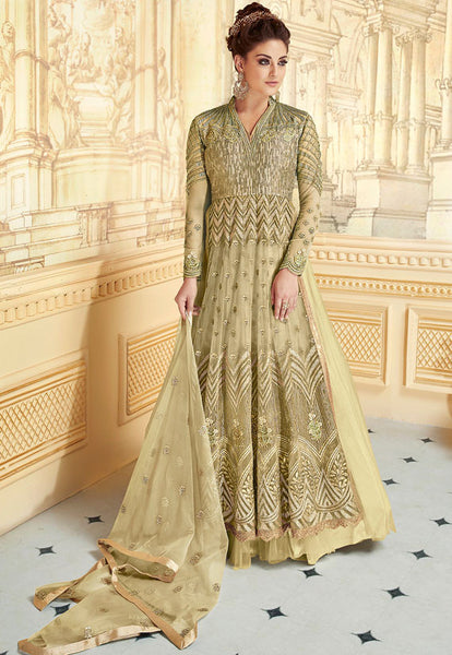 STUNNING MEHNDI INDIAN & PAKISTANI DESIGNER PARTY AND WEDDING WEAR FANCY ANARKALI GOWN - Asian Party Wear