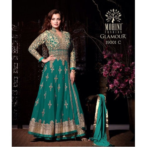 Elegant Green Mohini Evening Wear Anarkali Gown - Asian Party Wear