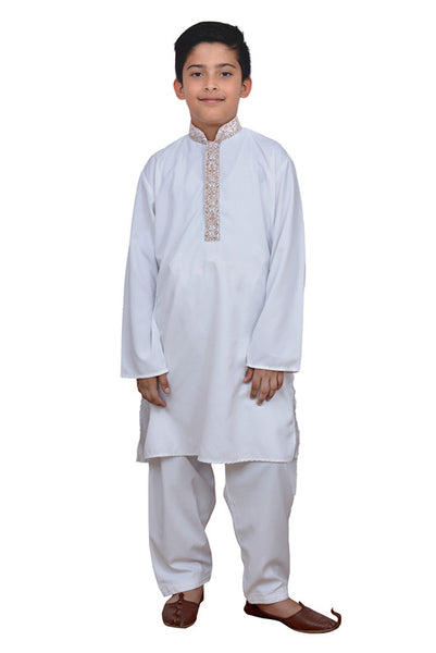 OFF WHITE YOUNG BOYS READY MADE SALWAR SUIT - Asian Party Wear