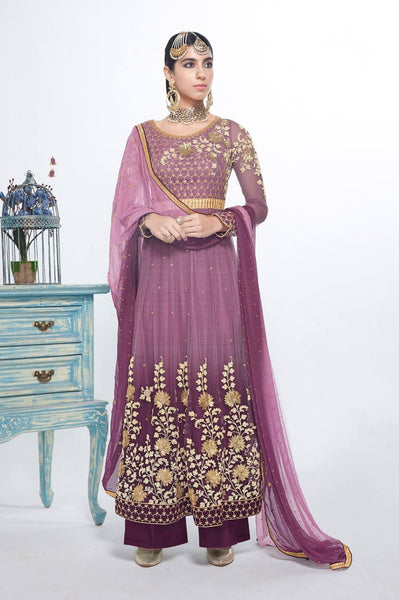 PURPLE INDIAN WEDDING PALAZZO STYLE SUIT - Asian Party Wear