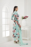 SEA BLUE JACKET STYLE FLORAL PRINTED SUIT - Asian Party Wear