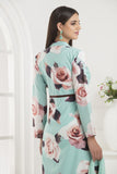SEA BLUE JACKET STYLE FLORAL PRINTED SUIT - Asian Party Wear