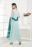 AQUA MARINE FLORAL PRINTED LONG ANARKALI READY MADE SUIT - Asian Party Wear