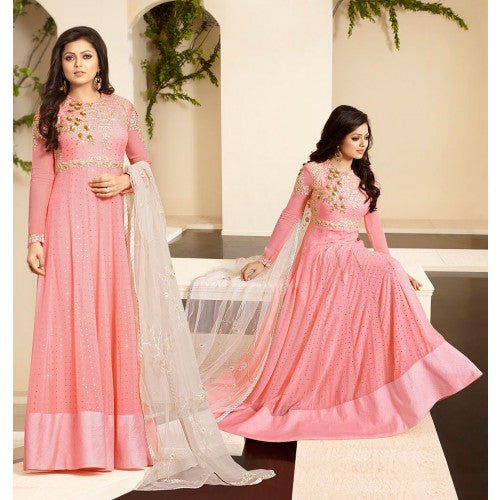 86005 PINK AND CREAM NITYA PARTY WEAR DESIGNER SUIT - Asian Party Wear