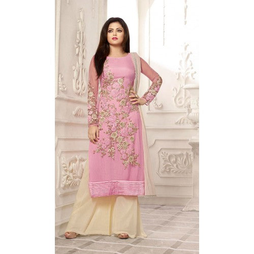 86010 PINK AND BEIGE NITYA PARTY WEAR DESIGNER SUIT - Asian Party Wear