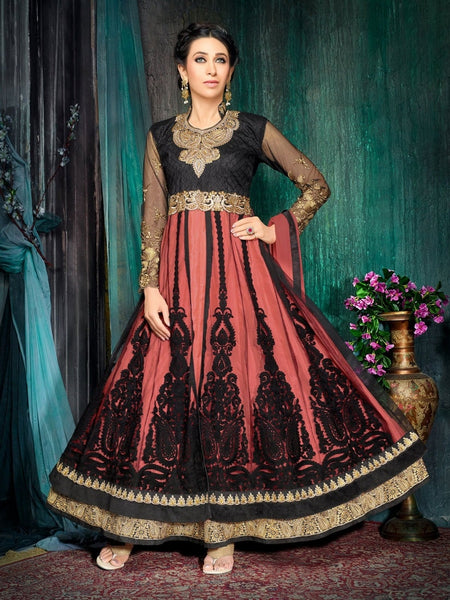 Black & Pink Fancy Wedding Anarkali Dress - Asian Party Wear