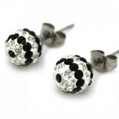 8MM BLACK & CLEAR STRIPED EARRINGS - Asian Party Wear