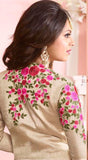 LT-97002 CREAM ART SILK NITYA DESIGNER ABAYA STYLE DRESS - Asian Party Wear