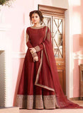 LT-97007 MAROON NITYA DESIGNER ANARKALI DRESS - Asian Party Wear