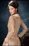 BEIGE ZOYA HEAVY EMBROIDERED BRIDAL GOWN - Asian Party Wear