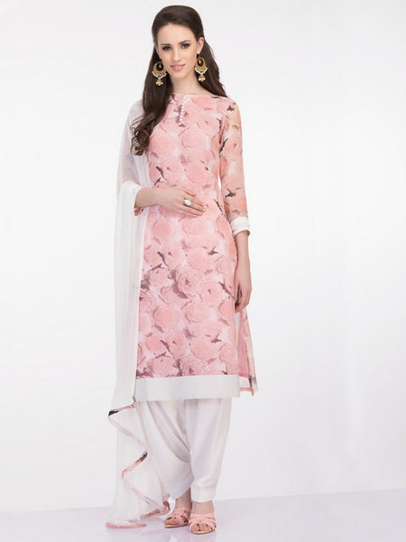 SOFT PASTEL FLORAL PRINT READY MADE DRESS SUIT - Asian Party Wear
