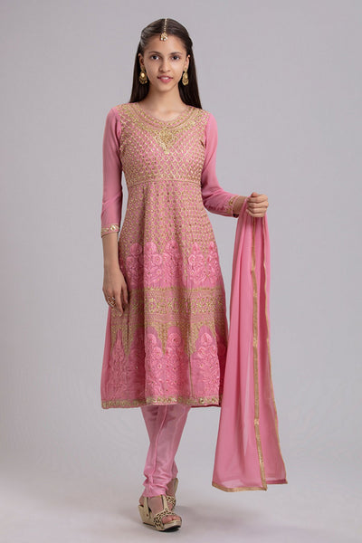 ZACG-51 ROSE PINK INDIAN ETHNIC GIRL WEAR EID SUIT - Asian Party Wear