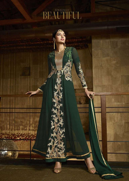 9805 CHIVE GREEN AAFREEN ADAA VOL 3 DESIGNER PANT STYLE SUIT - Asian Party Wear